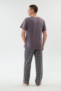 Пижама мужская из футболки с коротким рукавом и брюк из кулирки Генри асфальт - Амадэль фото 3