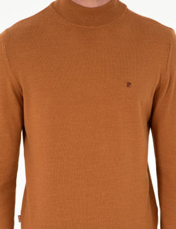 Kahverengi Slim Fit Yar_m Bal_k__ Yaka Basic Triko Kazak - Pierre cardin фото 6