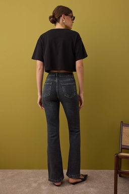 Antrasit Yuksek Bel Ispanyol Paca Flare Jeans TWOAW26JE00050 - Trendyolmilla фото 13