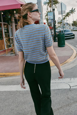 100% WOOL STRIPED SHORT SLEEVE JUMPER - Zara фото 3