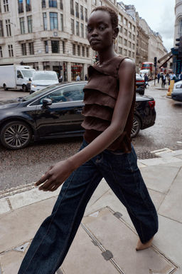 SATIN TOP WITH RUFFLES - Zara фото 4