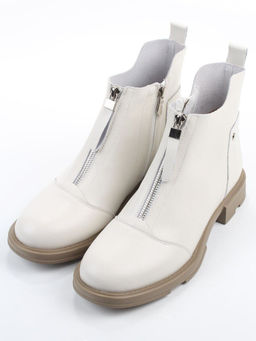 01-M43-11 LT.BEIGE Ботинки демисезонные женские (натуральная кожа, байка)