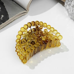 Цена за 12 шт. Крабик для волос «Матовый», цветы бусинки, 7 см, МИКС