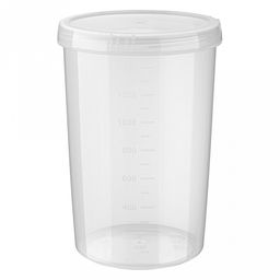 Банка для сыпучих продуктов пластмассовая 1,5л "Твист", д12см, h18см, закручивающаяся крышка, с мерным делением, прозрачный, Phibo (Россия)