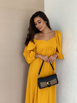 Платье-миди с пышными рукавами в цвете манго - Martichelli фото 63