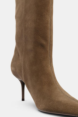 SPLIT SUEDE STILETTO HEEL BOOTS - Zara фото 7