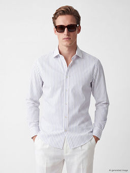 Slim Fit ?izgili Erkek G?mlek