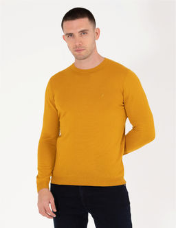 Safran Slim Fit Bisiklet Yaka Y_n Kar___ml_ Basic Triko Kazak