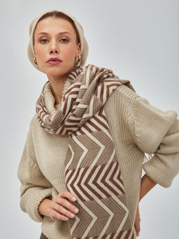 В составе шерсть и кашемир! теплый двусторонний палантин