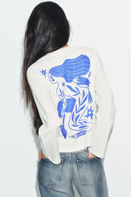 CAMISETA MANGA LARGA ESTAMPADO AGUSTINA SHUAN / Blanco - Zara фото 4