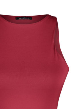 Bordo Halter Yaka Vucuda Oturan Esnek Alttan C?tc?tl? Orme Body TWOSS20BD0044