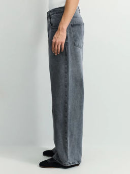 Джинсы wide leg с эффектом стирки / Zarina  фото 3