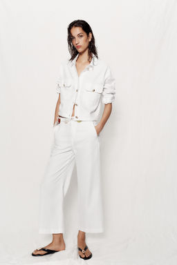 PANTAL?N CULOTTE BOTONES DORADOS / Blanco