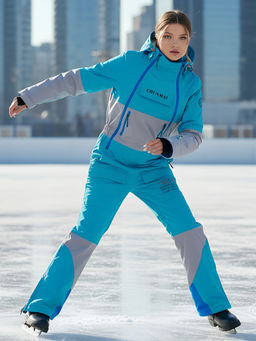 Горнолыжный комбинезон женский зимний синего цвета 2320S