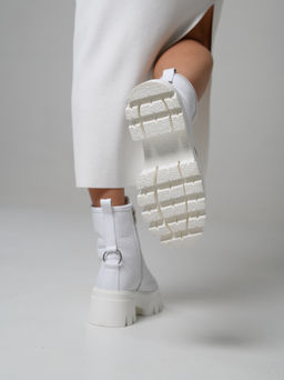 Ботинки 329.зиплайнw.Белый/байка