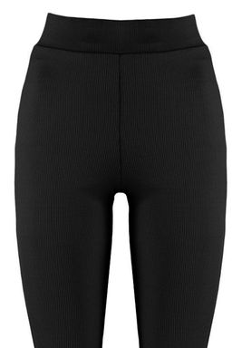 Siyah Fitilli Flare/Ispanyol Paca Yuksek Bel Esnek Orme Tayt Pantolon TWOSS23PL00135