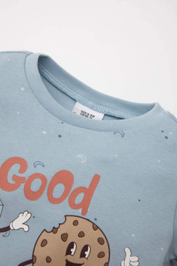 Пижамный комплект с длинными рукавами и принтом для маленьких мальчиков - Defacto фото 3