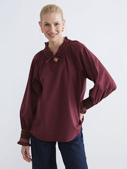 F?rf?rl? Ba?lamal? Yaka Nak??l? Bluz