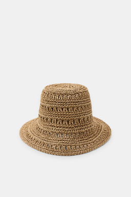 GORRO PAPEL TRENZADO / Tostado oscuro