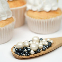 Цена за 2 шт. Кондитерская посыпка с мягким центром Жемчуг черно-белая, 50 г - Кондимир фото 2