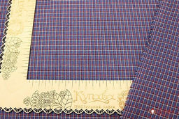 Пестрядь Средняя двухцветная клетка на джинсово-синем, ш.1.45м, хлопок-95%, п/э-5%, 130гр/м.кв - Купава фото 4