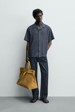 CAMISA REGULAR FIT VOILE ALGOD?N / Gris azul