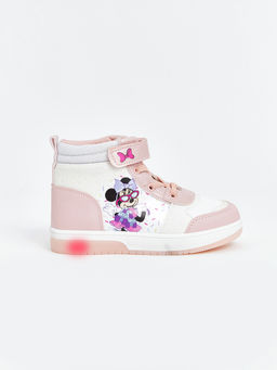 Minnie Mouse Bask?l? Taban? I??kl? K?z ?ocuk Spor Ayakkab?