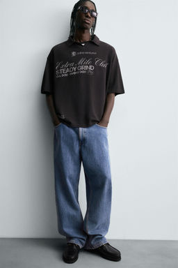 WASHED SLOGAN PRINT POLO SHIRT - Zara фото 5
