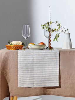 Дорожка на стол «Этель» Straightforward, 40×146 см, лён 100%, плотность 180 г/м², белая/серая