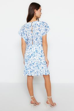 Ekru Cicek Desenli A-Kesim F?rf?rl? Astarl? Mini Dokuma Elbise TWOSS23EL02005 - Trendyolmilla фото 5