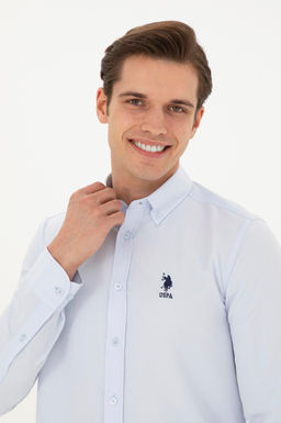 Мужская голубая базовая рубашка с длинным рукавом Неожиданная скидка в корзине - U.s. polo assn фото 2