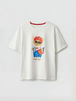 Bisiklet Yaka Ay? Bask?l? Kad?n Pijama ?st?