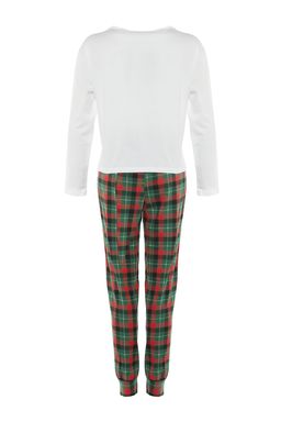 Cok Renkli %100 Pamuklu Y?lbas? Temal? Orme Pijama Tak?m? THMAW21PT0776