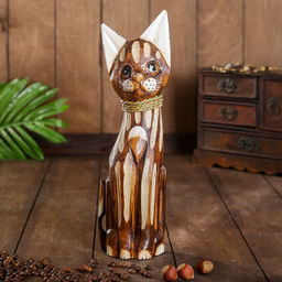 Сувенир дерево "Коричневая кошка" 4,5х9х30 см