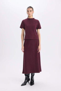 Slim Fit Slim Fit Полуводолазка Повседневная футболка с коротким рукавом - Defacto фото 2