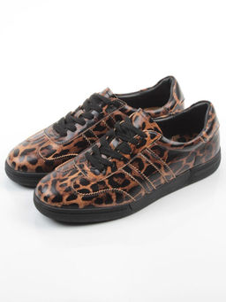 03-B6C-7PC BROWN/LEOPARD Кеды женские (натуральная кожа)