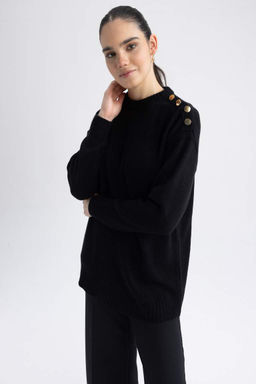 Свитер-туника с полуводолазкой свободного кроя - Defacto фото 3