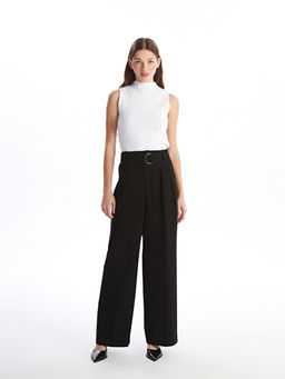 Yar?m Bal?k?? Yaka Kendinden Desenli Kad?n Triko S?veter