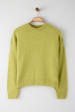 Wardrobe Essentials Yesil Alpaka Yun Kar?s?ml? Premium Iplik Genis Kal?p Triko Kazak|TWOAW26KZ00080
