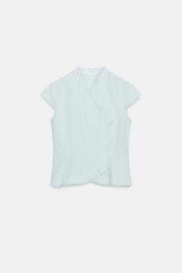 TOP CUELLO SUBIDO BOTONES / Azul claro - Zara фото 4
