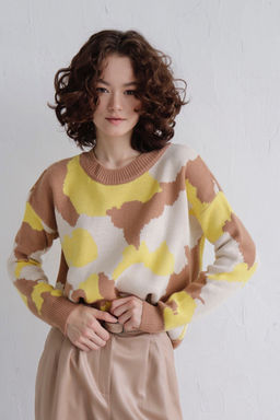 Джемпер бежево-лимонный с шерстью мериноса