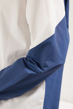 TRENDYOLMILLA Ekru Renk Bloklu Boyfriend Genis Kal?p Dokuma Gomlek TWOSS23GO00393  фото 4