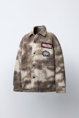 TIE-DYE FAUX SHEARLING OVERSHIRT WITH PATCHES - Zara фото 2