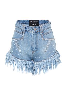 TRENDYOLMILLA X Sagaza Studio Mavi Tas Bask?l? Denim Sort TCLSS23SR00000  фото 7