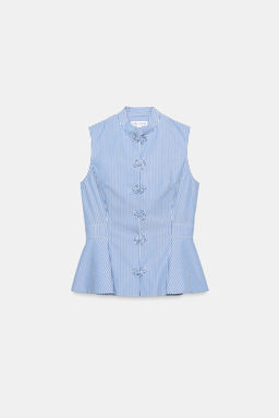CAMISA PEPLUM RAYAS / Azul / Blanco - Zara фото 7