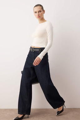 Ekru Transparan Esnek Vucuda Oturan Orme Bluz TWOAW26BZ00306