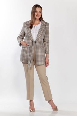 Жакет Belinga 5119 бежевый/клетка фото 4