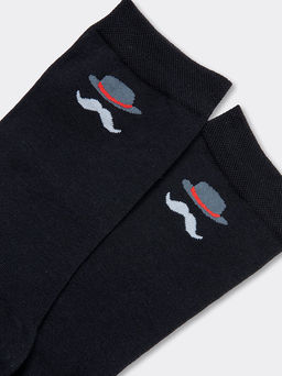 Цена за 5 пар! Носки мужские черные с рисунком в виде шляпы и усов - Mark formelle фото 4