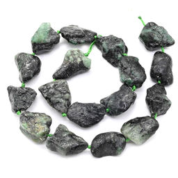 Бусины из изумруда галтовка 15*30мм, 40см, 15 бусин Радуга камня