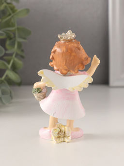 Фигурка полистоун Принцесса-ангел в розовом платье с корзинкой цветов, 7?4?10 см